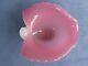 Archimede Seguso Vintage Murano Art Glass Pink Alabastro Leaf Shape Bowl Label