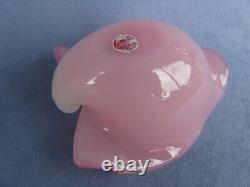 Archimede Seguso Vintage Murano Art Glass Pink Alabastro Leaf Shape Bowl Label