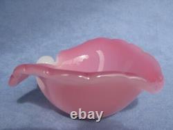 Archimede Seguso Vintage Murano Art Glass Pink Alabastro Leaf Shape Bowl Label