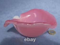 Archimede Seguso Vintage Murano Art Glass Pink Alabastro Leaf Shape Bowl Label