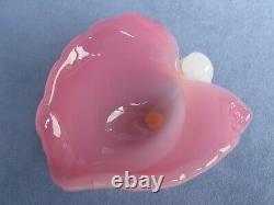 Archimede Seguso Vintage Murano Art Glass Pink Alabastro Leaf Shape Bowl Label