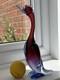 Archimede Seguso vintage Murano Art Glass Blue Pink Purple Bird Duck