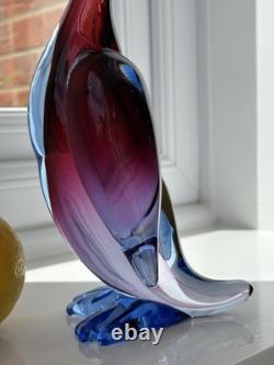 Archimede Seguso vintage Murano Art Glass Blue Pink Purple Bird Duck