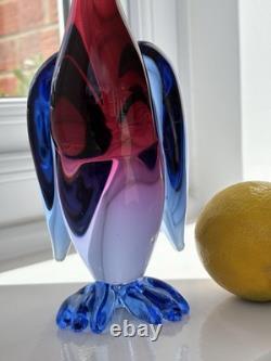 Archimede Seguso vintage Murano Art Glass Blue Pink Purple Bird Duck