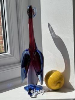 Archimede Seguso vintage Murano Art Glass Blue Pink Purple Bird Duck