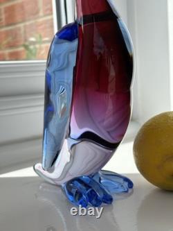 Archimede Seguso vintage Murano Art Glass Blue Pink Purple Bird Duck