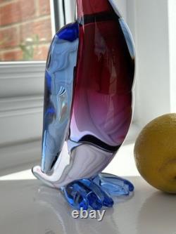 Archimede Seguso vintage Murano Art Glass Blue Pink Purple Bird Duck