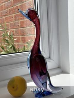 Archimede Seguso vintage Murano Art Glass Blue Pink Purple Bird Duck