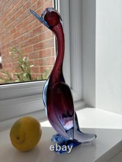 Archimede Seguso vintage Murano Art Glass Blue Pink Purple Bird Duck