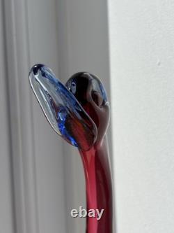 Archimede Seguso vintage Murano Art Glass Blue Pink Purple Bird Duck