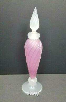 Archimedes Seguso Perfume Bottle Alabastro Rosaline Swirl Pink White Vintage