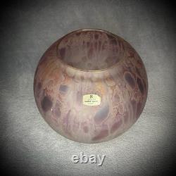 Aronof Israel Glass Vase Hand Made Art Pink & Purple Studio Glass