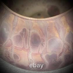 Aronof Israel Glass Vase Hand Made Art Pink & Purple Studio Glass
