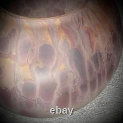 Aronof Israel Glass Vase Hand Made Art Pink & Purple Studio Glass