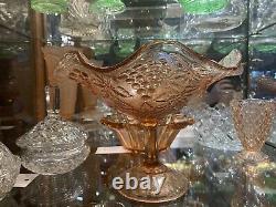 Art Deco 1930's Grapes Pink Depression Era Glass Comport