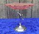 Art Deco 1930s Salmon Pink Glass Fruit Bowl On Chrome Figurine And Base