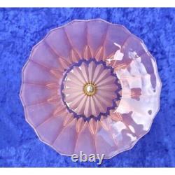 Art Deco 1930s Salmon Pink Glass Fruit Bowl On Chrome Figurine And Base