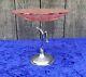 Art Deco 1930s Salmon Pink Glass Fruit Bowl On Chrome Figurine and Base