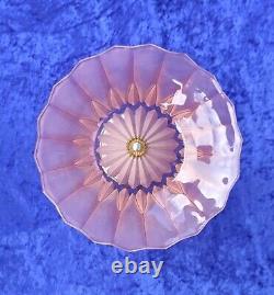 Art Deco 1930s Salmon Pink Glass Fruit Bowl On Chrome Figurine and Base