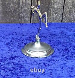Art Deco 1930s Salmon Pink Glass Fruit Bowl On Chrome Figurine and Base