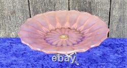 Art Deco 1930s Salmon Pink Glass Fruit Bowl On Chrome Figurine and Base
