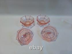 Art Deco Bagley Pink Glass Vanity Set