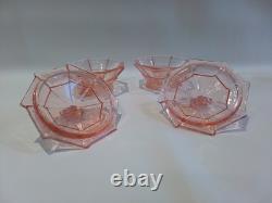 Art Deco Bagley Pink Glass Vanity Set