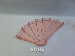 Art Deco Bagley Pink Glass Vanity Set