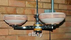 Art Deco Bakelite / Phenolic / Catalin Centre Light + Pink Glass Shades