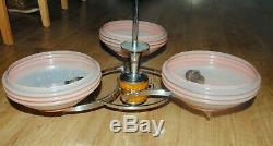 Art Deco Bakelite / Phenolic / Catalin Centre Light + Pink Glass Shades