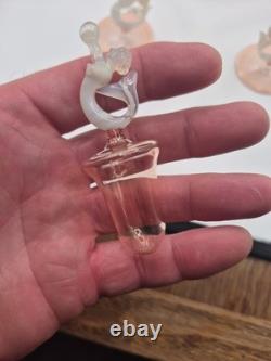 Art Deco Bimini Glass Mermaid Decanter Set Pink UV Glowing Selenium Lauscha 7pc