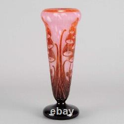 Art Deco Cameo Cased and Cut Glass Vase Digitale by Le Verre Français