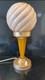 Art Deco Catalin / Bakelite / Phenolic Table Lamp with Pink Swirl Glass Shade