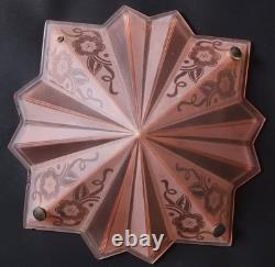 Art Deco Ceiling Light Fixture Cover Shade Pink Glass Star Shaped -Flower 40cm