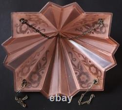 Art Deco Ceiling Light Fixture Cover Shade Pink Glass Star Shaped -Flower 40cm