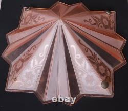 Art Deco Ceiling Light Fixture Cover Shade Pink Glass Star Shaped -Flower 40cm