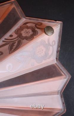 Art Deco Ceiling Light Fixture Cover Shade Pink Glass Star Shaped -Flower 40cm