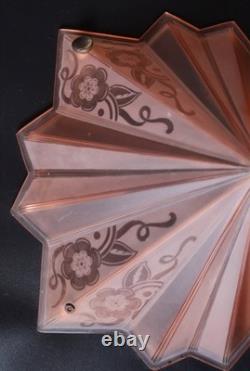 Art Deco Ceiling Light Fixture Cover Shade Pink Glass Star Shaped -Flower 40cm