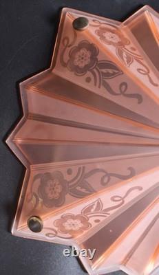 Art Deco Ceiling Light Fixture Cover Shade Pink Glass Star Shaped -Flower 40cm