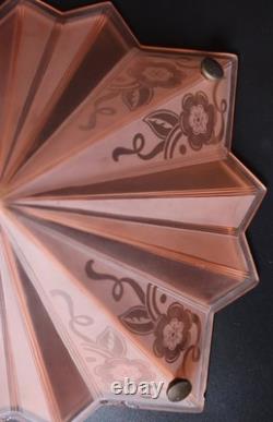 Art Deco Ceiling Light Fixture Cover Shade Pink Glass Star Shaped -Flower 40cm