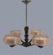 Art Deco Chandelier Fixture Art Glass Pink Shades Chrome 4 lights Antique