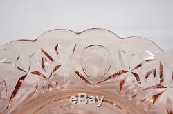 Art Deco Crown Crystal Pink Depression Glass Horseshoe Bowl