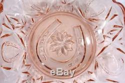 Art Deco Crown Crystal Pink Depression Glass Horseshoe Bowl