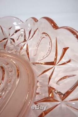 Art Deco Crown Crystal Pink Depression Glass Horseshoe Bowl