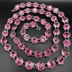 Art Deco FLAPPER LENGTH 40 Czech Bezel Set Glass Crystal Paste Rivière Necklace