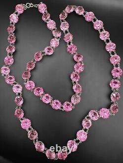 Art Deco FLAPPER LENGTH 40 Czech Bezel Set Glass Crystal Paste Rivière Necklace