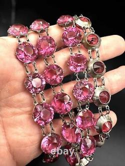 Art Deco FLAPPER LENGTH 40 Czech Bezel Set Glass Crystal Paste Rivière Necklace