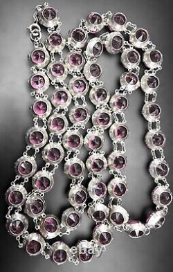 Art Deco FLAPPER LENGTH 40 Czech Bezel Set Glass Crystal Paste Rivière Necklace