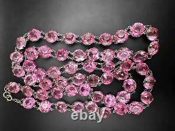 Art Deco FLAPPER LENGTH 40 Czech Bezel Set Glass Crystal Paste Rivière Necklace