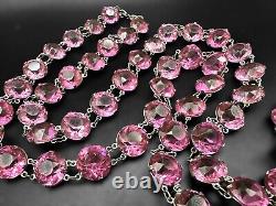 Art Deco FLAPPER LENGTH 40 Czech Bezel Set Glass Crystal Paste Rivière Necklace